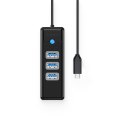 HUB rozdzielacz 4-portowy USB-C - USB-A RJ45 2.5G Ethernet 0.5 m - czarny