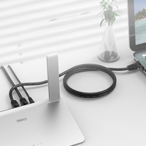 Kabel sieciowy Ethernet CAT6 1000Mbps RJ45 internetowy LAN okrągły 40 m - czarny