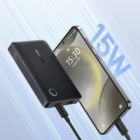 Powerbank 10000mAh 15W EnerFill FP11 z kablem USB-C 20V 3A 30cm - czarny