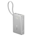 Powerbank 10000mAh 45W z wyświetlaczem i wbudowanym kablem USB-C - tytanowy