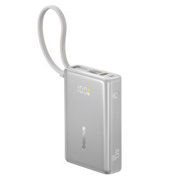 Powerbank 10000mAh 45W z wyświetlaczem i wbudowanym kablem USB-C - tytanowy
