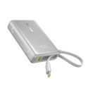 Powerbank 10000mAh 45W z wyświetlaczem i wbudowanym kablem USB-C - tytanowy