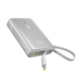 Powerbank 10000mAh 45W z wyświetlaczem i wbudowanym kablem USB-C - tytanowy