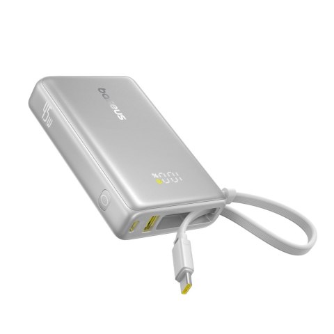 Powerbank 10000mAh 45W z wyświetlaczem i wbudowanym kablem USB-C - tytanowy
