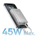 Powerbank 10000mAh 45W z wyświetlaczem i wbudowanym kablem USB-C - tytanowy