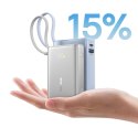 Powerbank 10000mAh 45W z wyświetlaczem i wbudowanym kablem USB-C - tytanowy