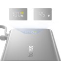 Powerbank 10000mAh 45W z wyświetlaczem i wbudowanym kablem USB-C - tytanowy