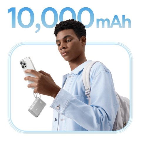 Powerbank 10000mAh 45W z wyświetlaczem i wbudowanym kablem USB-C - tytanowy