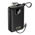 Powerbank 20000mAh USB-C USB-A z wbudowanymi kablami iPhone Lightning USB-C - czarny
