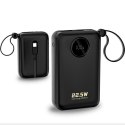 Powerbank 20000mAh USB-C USB-A z wbudowanymi kablami iPhone Lightning USB-C - czarny