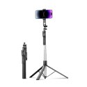 Selfie stick tripod 1/4'' na telefon kamerę aparat z obrotem 360 stopni Bluetooth - czarny