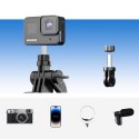 Selfie stick tripod 1/4'' na telefon kamerę aparat z obrotem 360 stopni Bluetooth - czarny
