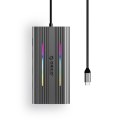 Stacja dokująca HUB 12w1 USB-C - USB-A USB-C HDMI VGA RJ45 SD PD 100W 4K 1000Mbps RGB - szara
