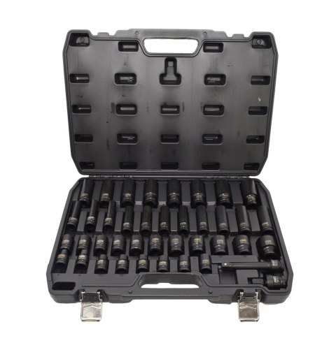 AWTOOLS ZESTAW NASADEK UDAROWYCH 1/2" 40cz. KRÓTKIE I DŁUGIE BLACK LINE