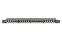 Panel krosowy high density 19'' 24x RJ45, LSA poziom, kat.6, ekranowany, 0.5U, czarny, prowadnica kabli