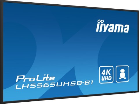 Iiyama LH5565UHSB-B1 signage display Kiosk 138,7 cm (54.6") LED Wi-Fi 800 cd/m2 4K Ultra HD Czarny Procesor wbudowany Android 11