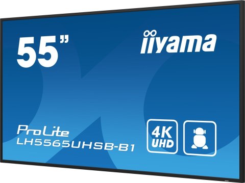 Iiyama LH5565UHSB-B1 signage display Kiosk 138,7 cm (54.6") LED Wi-Fi 800 cd/m2 4K Ultra HD Czarny Procesor wbudowany Android 11
