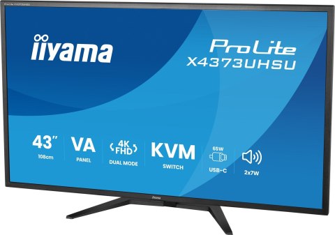Iiyama ProLite X4373UHSU-B2 monitor komputerowy 108 cm (42.5") 3840 x 2160 px 4K Ultra HD LED Czarny