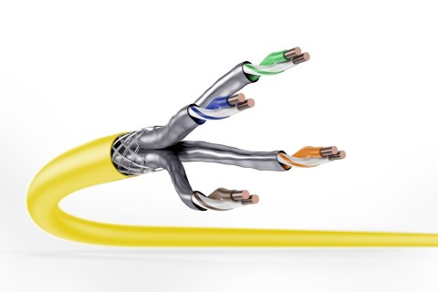 Kabel instalacyjny DIGITUS kat.7A, S/FTP, Dca, AWG22/1, LSOH, 500m, żółty, szpula