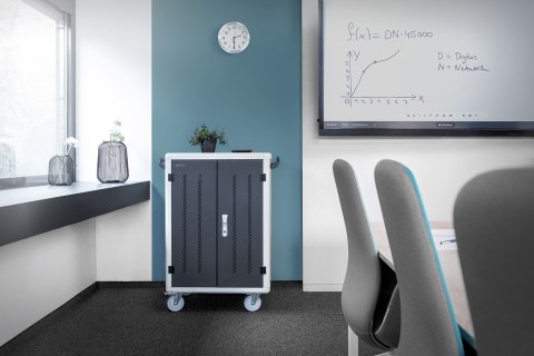 Szafa mobilna DIGITUS DN-45005 do ładowania notebooków/tabletów z ekranem do 15,6", synchronizacja danych, UV-C
