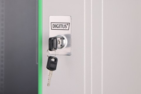 Digitus Szafa sieciowa wisząca DYNAmic 19" 12U rack 600x600, drzwi szyba, szary, niedzielona, złożona, 60kg