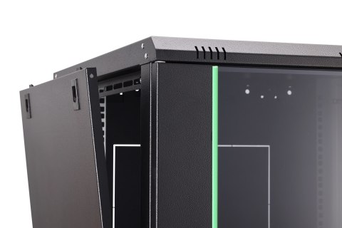 Szafa sieciowa wisząca DYNAmic 19" 16U rack 600x600, drzwi szyba, czarny, niedzielona, złożona, 60kg