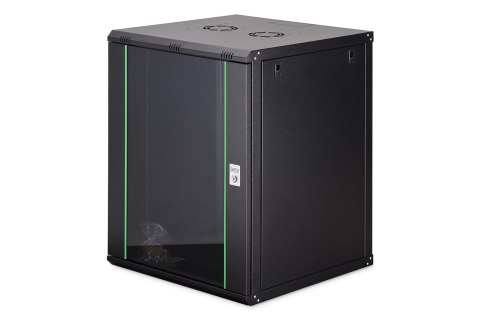Szafa sieciowa wisząca DYNAmic 19" 16U rack 600x600, drzwi szyba, czarny, niedzielona, złożona, 60kg