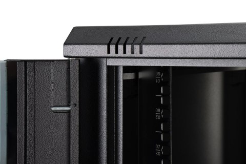 Szafa sieciowa wisząca DYNAmic 19" 9U rack 600x600, drzwi szyba, czarny, niedzielona, złożona, 60kg
