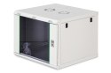 Szafa sieciowa wisząca DYNAmic 19" 9U rack 600x600, drzwi szyba, szary, niedzielona, złożona, 60kg