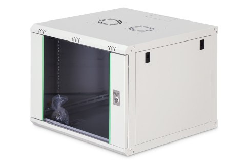 Szafa sieciowa wisząca DYNAmic 19" 9U rack 600x600, drzwi szyba, szary, niedzielona, złożona, 60kg