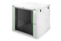 Szafa sieciowa wisząca DYNAmic 19" 9U rack 600x600, drzwi szyba, szary, niedzielona, złożona, 60kg