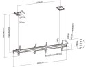 Uchwyt sufitowy do 2 wyświetlaczy LCD - Plastik, Aluminium, Stal, Srebrny - Rozmiar ekranu: 114.3-139.7 cm (45-55'')