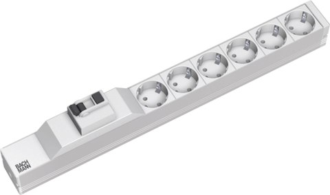 Bachmann 333.411 rozdzielacz zasilania PDU 6 x gniazdo sieciowe 1U Szary, Srebrny
