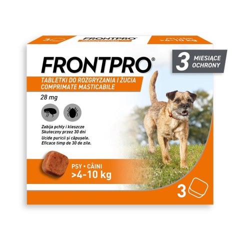FRONTPRO Tabletki na pchły i kleszcze dla psa (>4-10 kg) - 3x 28,3mg