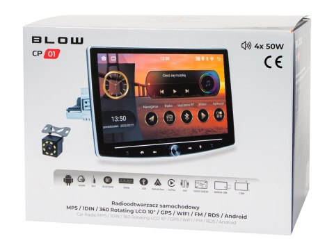 Radio BLOW CP01 1DIN 10" Android/WiFi/GPS/CARPLAY OBROTOWE