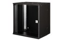 Szafa sieciowa wisząca 19" 12U, SOHO PRO 595 x 540 x 400 mm, drzwi szyba, czarny, niezłożona, 60kg
