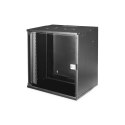 Szafa sieciowa wisząca 19" 12U, SOHO PRO 595 x 540 x 400 mm, drzwi szyba, czarny, niezłożona, 60kg