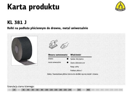 KLINGSPOR PŁÓTNO ROLKA 150mm 100 KL381J (50mb)
