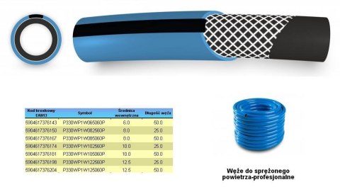 POLIX WĄŻ SPRĘŻ.POWIETRZA NIEB.10mm* 50m 4-WARSTWOWY