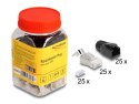 DeLOCK Wtyczka modułowa RJ45 z odgiętką, Cat.6A, Cat.7 i nasadki przeciwzagięciowe, zestaw 25 sztuk