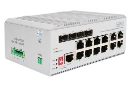 Digitus 8-portowy przełącznik sieciowy Gigabit Ethernet PoE, przemysłowy, zarządzany L2, 4 SFP Uplink