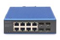 Przełącznik przemysłowy 8+4-Port Gigabit Ethernet PoE z 8x GE RJ45 i 2 SFP+ Portami, PoE