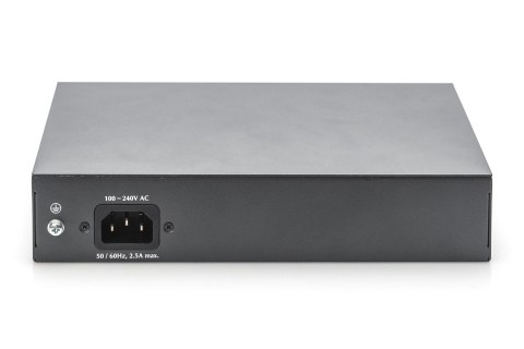Digitus Przełącznik sieciowy niezarządzalny desktop 8x RJ45 Gb/s (w tym 6xPoE)+ 2x SFP, PoE++ max budżet 180W