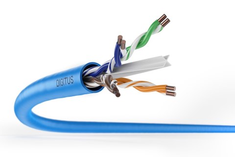 Digitus Kabel instalacyjny kat.6A, U/UTP, Dca, AWG 23/1, LSOH, 500m, niebieski, szpula