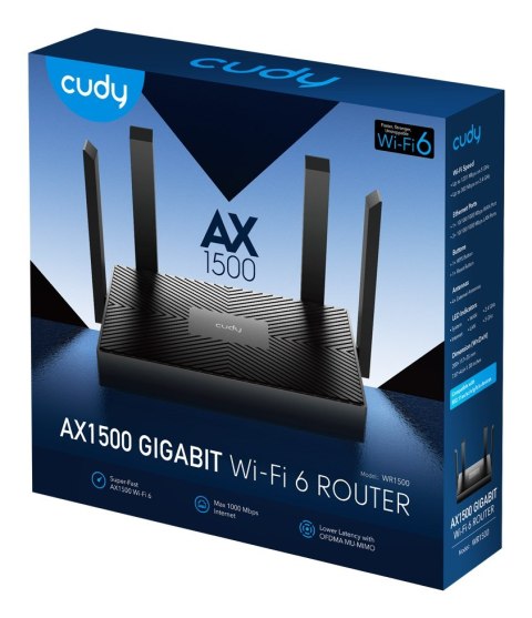Cudy WR1500 router bezprzewodowy Gigabit Ethernet Dual-band (2.4 GHz/5 GHz) Czarny