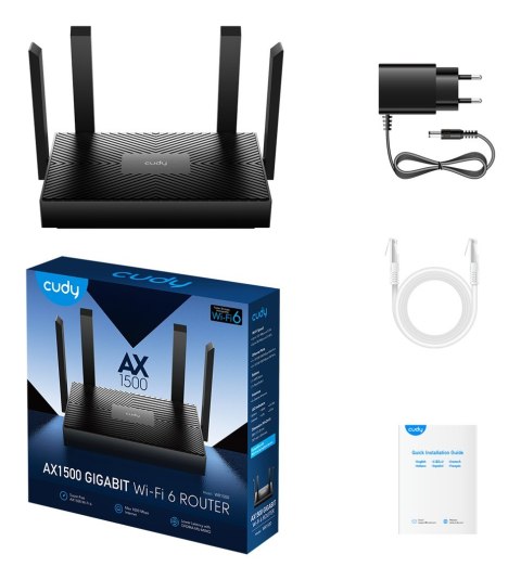 Cudy WR1500 router bezprzewodowy Gigabit Ethernet Dual-band (2.4 GHz/5 GHz) Czarny