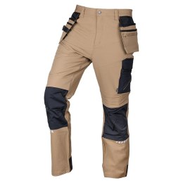 Spodnie robocze Mix&Match, 4 way stretch, z kaburami, Cordura, beżowo-czarne, rozmiar XS