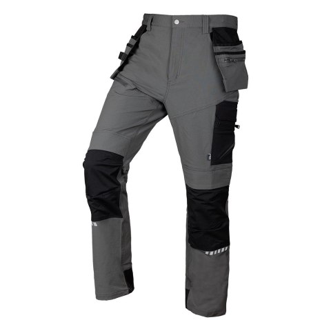 Spodnie robocze Mix&Match, 4 way stretch, z kaburami, Cordura, szaro-czarne, rozmiar XL