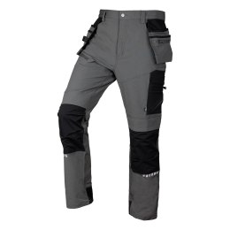 Spodnie robocze Mix&Match, 4 way stretch, z kaburami, Cordura, szaro-czarne, rozmiar XXL