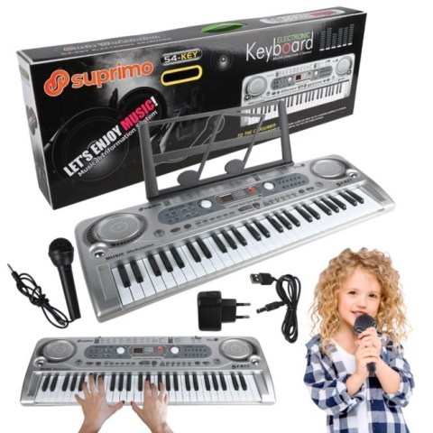 SUPRIMO 824 USB - keyboard z mikrofonem do nauki gry, przeznaczony dla dzieci
